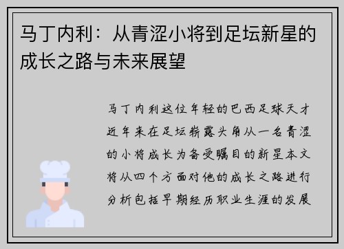 马丁内利：从青涩小将到足坛新星的成长之路与未来展望