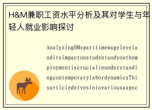 H&M兼职工资水平分析及其对学生与年轻人就业影响探讨